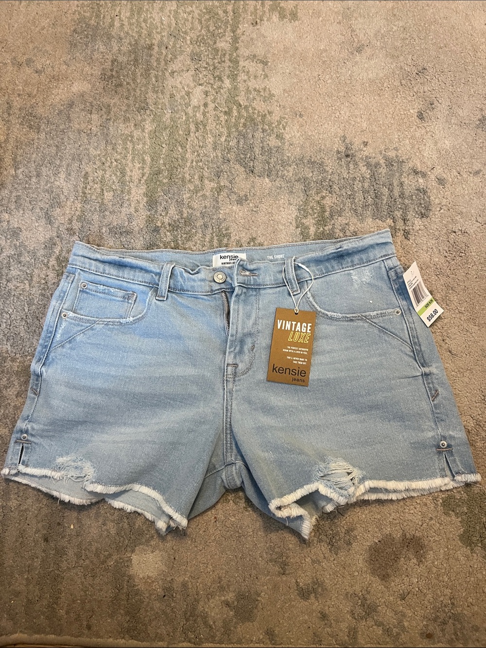 Kensie Light Wash Distressed Denim Shorts